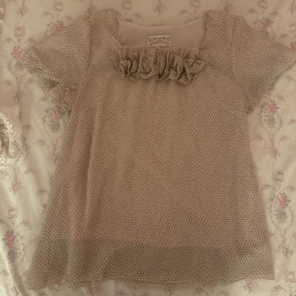 Violet Tiara Polka Dot Ruffle Blouse